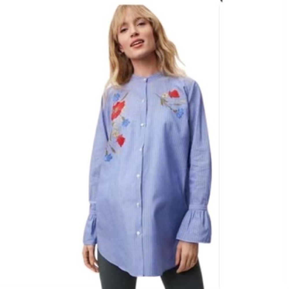 Ann Taylor Loft Long Sleeve Blue Blouse